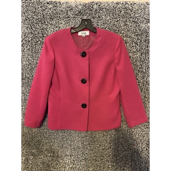 LE SUIT. Deep Pink Lined Long Sleeve Jacket. Size 10 Workwear. Formal Business - Picture 4 of 10